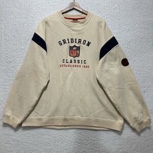 Reebok NFL Gridiron Classic Crewneck Ivory Fleece Pullover Men's‎ Size XL